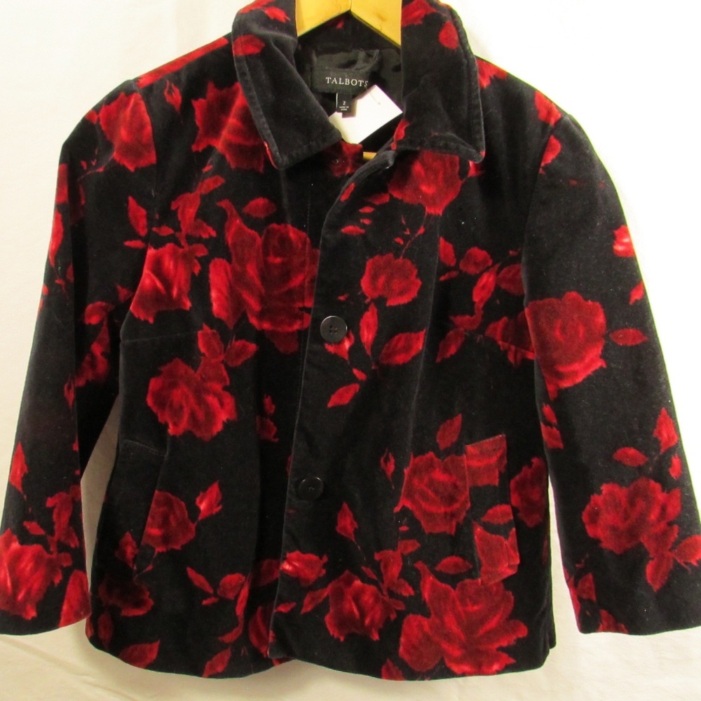 Talbots Velveteen Floral Career Blazer or Swing Jacket